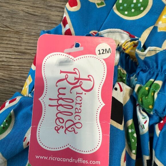 NWT Ricrac & Ruffles Girls Size 12 Months Christmas Jumper Dress Holiday - Picture 2 of 3